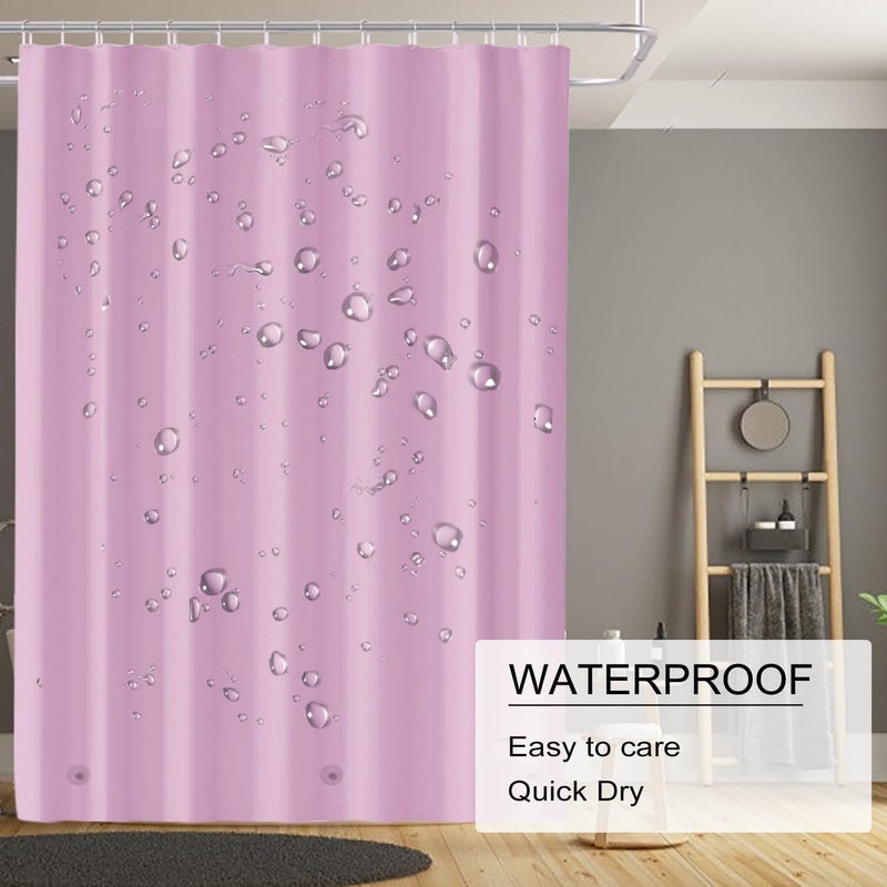 TIKABC Pink Shower Curtain Liner, 4G PEVA Shower Liner, Plastic Peva Waterproof Shower Curtains, 72x72 inch with Grommet Holes 3 Magnetic Weights - Image 3